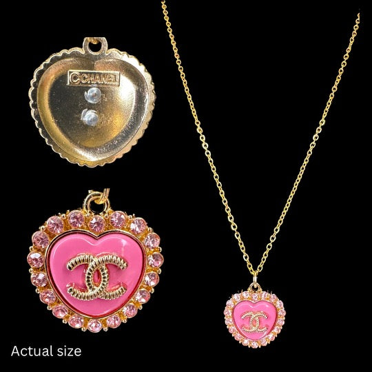 Chanel pink heart with chain